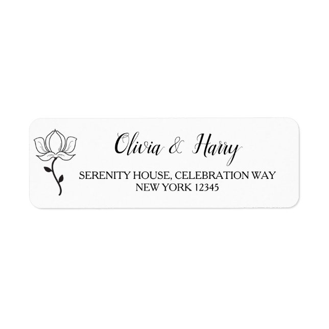 Elegant Modern Floral Wedding Return Address Label (Front)