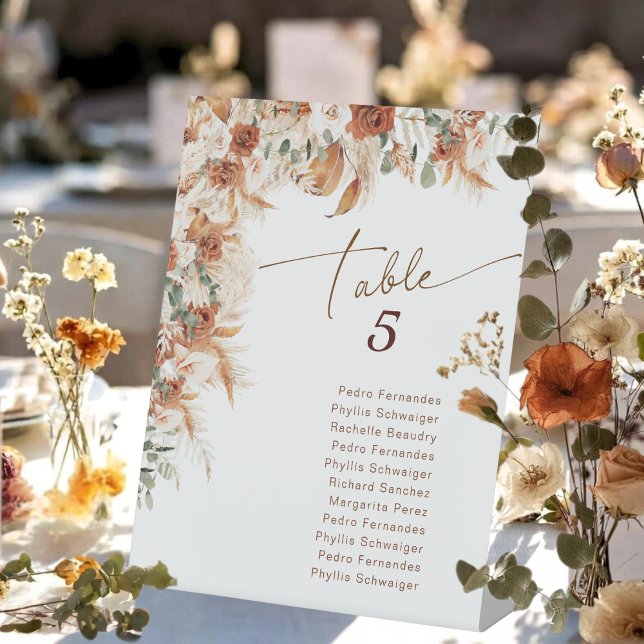 Elegant Modern Floral Wedding Table Number Pedestal Sign (Creator Uploaded)