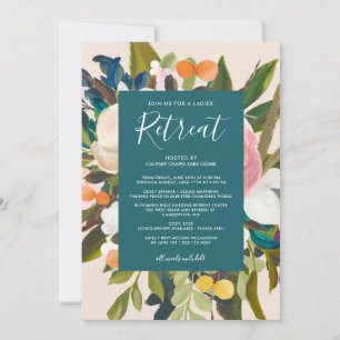 Elegant Modern Florals Ladies' Retreat Teal Invitation