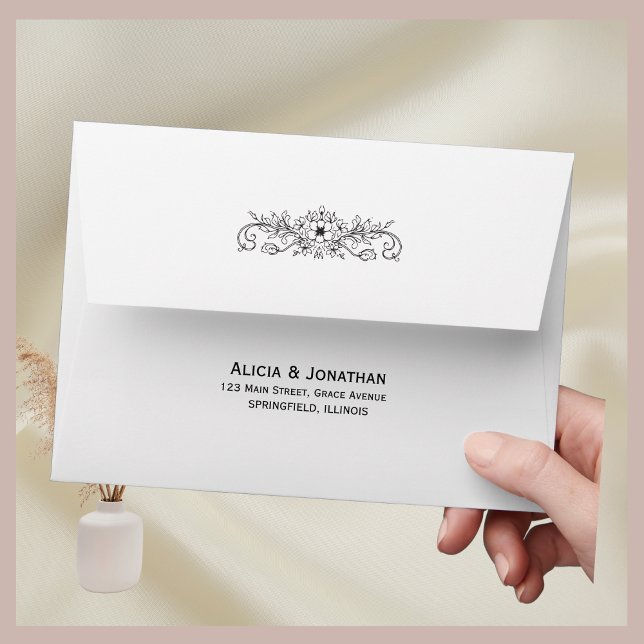 Elegant Modern Flourish Wedding Envelope (Elegant Modern Wedding Envelope)