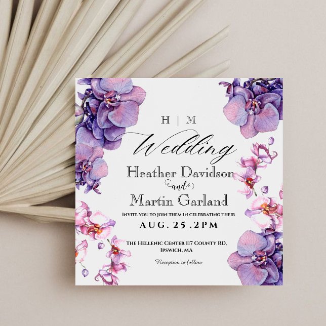 Elegant Modern Flower Purple Orchid Wedding Invitation (Creator Uploaded)