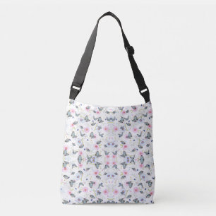 Elegant Modern Flowers and butterfly pattern Crossbody Bag