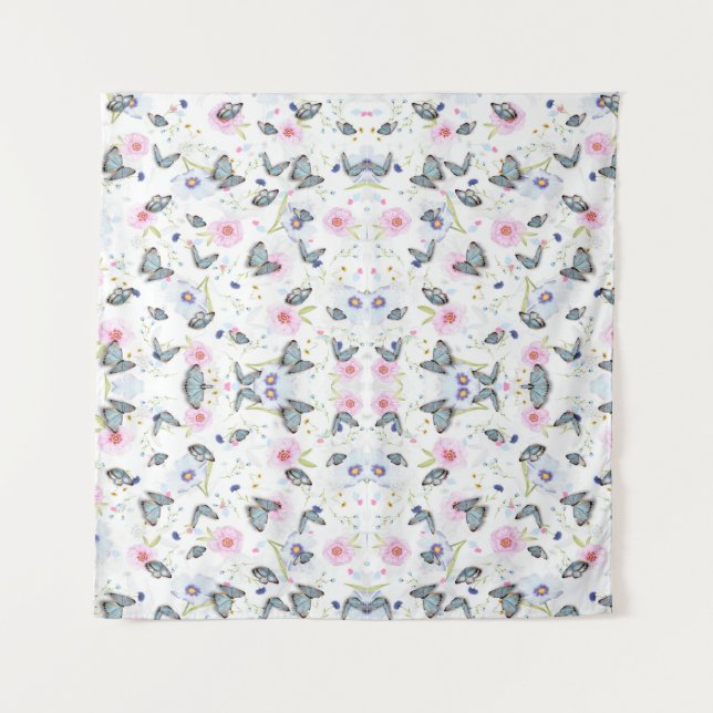 Elegant Modern Flowers and butterfly pattern Tapestry (Front)