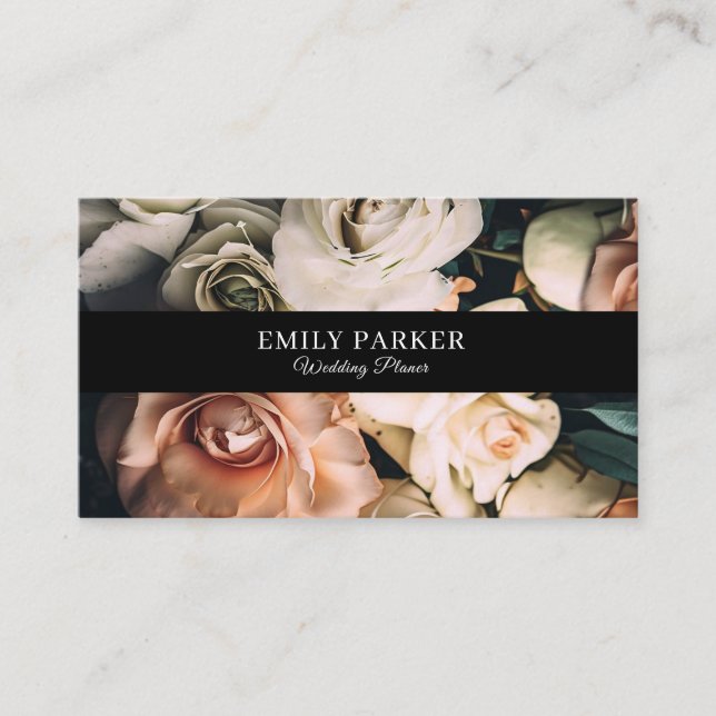 Elegant modern flowers business card (Front)
