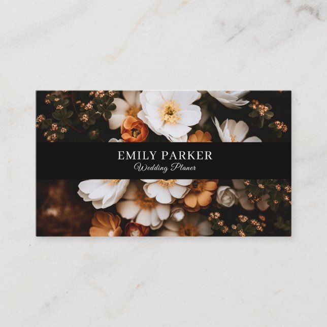 Elegant modern flowers business card (Front)