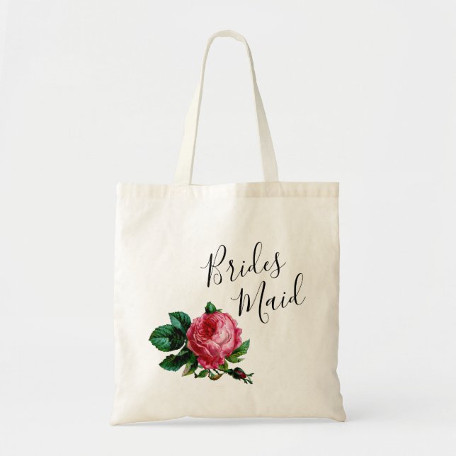 Elegant & modern flowers pink roses bridesmaid tote bag (Front)