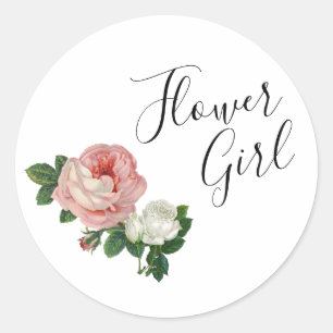 Elegant & modern flowers pink roses flower girl classic round sticker