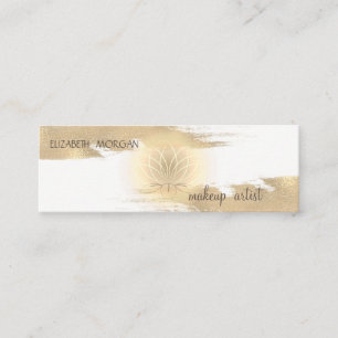 Elegant Modern  Foil Brush Stroke, Gold Lotus Mini Business Card