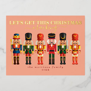 Elegant Modern Foil Nutcracker Christmas Card