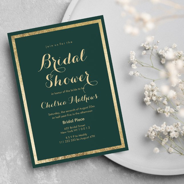 Elegant modern forest green gold Bridal Shower Invitation (Elegant modern forest green gold Bridal Shower Invitation )