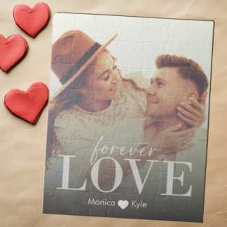 Elegant Modern Forever Love Custom Photo Jigsaw Puzzle