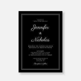 Elegant Modern Formal Black Script Wedding Invitation