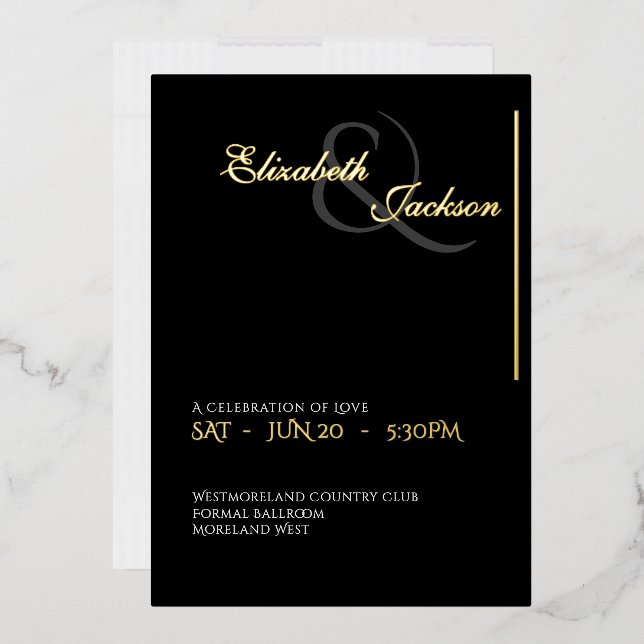 Elegant Modern Formal Black Wedding Gold (Envelope)
