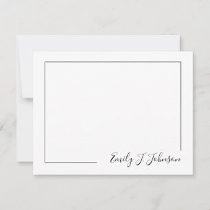 Elegant Modern Frame Black White Flat Note Card