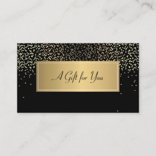 Elegant Modern Frame,Gold Confetti Black Discount Card