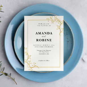 Elegant Modern Frame Gold Wedding Invitation