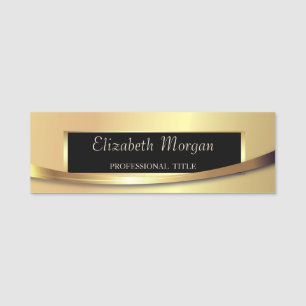 Elegant Modern, Frame,Stripe, Faux Gold Name Tag