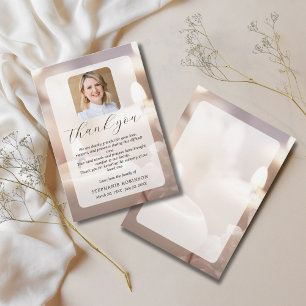 Elegant Modern Funeral Sympathy Memorial Photo Thank You Card