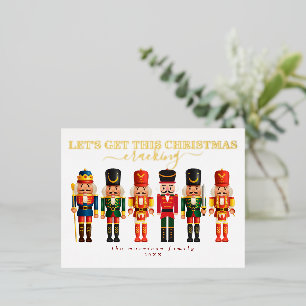 Elegant Modern Funny Colourful Nutcracker Christma Foil Holiday Postcard