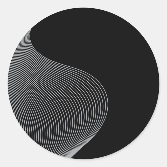 Elegant, modern, futuristic wave abstraction classic round sticker (Front)