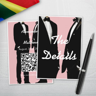 Elegant Modern Gay Men Pink Wedding Enclosure Card