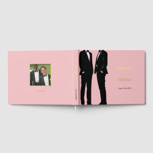 Elegant Modern Gay Men Pink Wedding Gold Guest Book