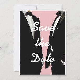 Elegant Modern Gay Men Pink Wedding Save The Date