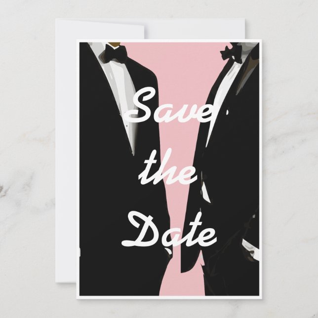 Elegant Modern Gay Men Pink Wedding Save The Date (Front)