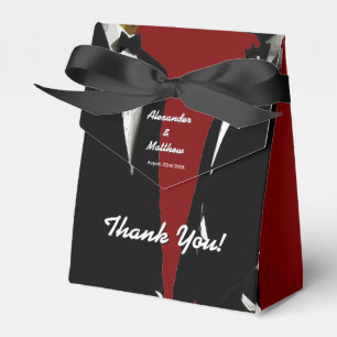 Elegant Modern Gay Men Red Wedding Thank You Favour Box