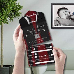 Elegant Modern Gay Men Wedding All In One Invitation