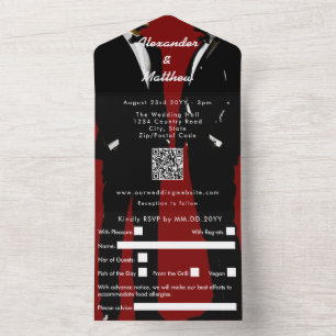 Elegant Modern Gay Men Wedding All In One Invitation