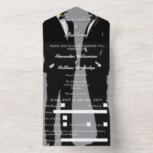 Elegant Modern Gay Men Wedding All In One Invitation