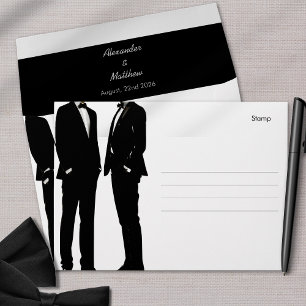 Elegant Modern Gay Men Wedding Envelope
