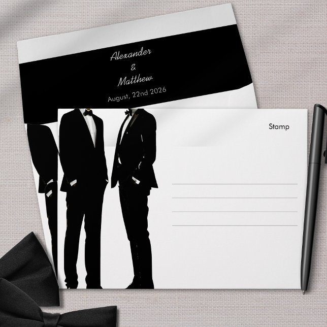 Elegant Modern Gay Men Wedding Envelope (Creator Uploaded)