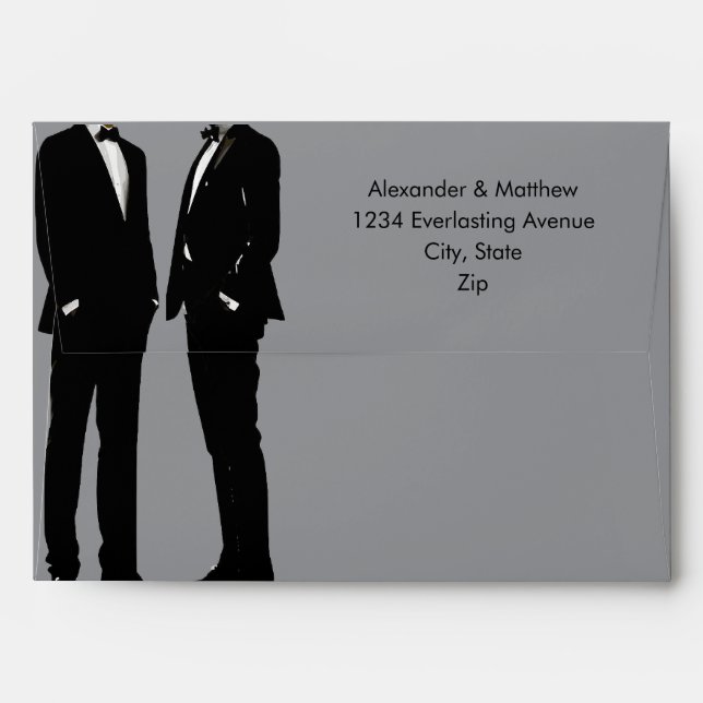 Elegant Modern Gay Men Wedding Envelope (Back (Top Flap))