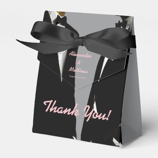Elegant Modern Gay Men Wedding Favour Box (Front Side)