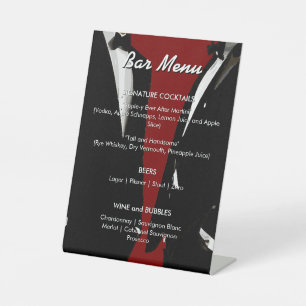 Elegant Modern Gay Men Wedding Rainbow Bar Menu Pedestal Sign