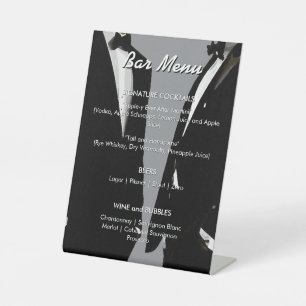 Elegant Modern Gay Men Wedding Rainbow Bar Menu Pedestal Sign