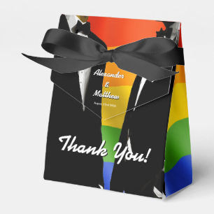 Elegant Modern Gay Men Wedding Rainbow Favour Box