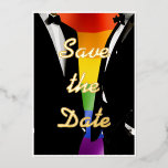 Elegant Modern Gay Men Wedding Rainbow Gold<br><div class="desc">The Gay Men Wedding Elegant Modern collection offers a complete suite of coordinating stationery and accessories designed for two grooms. Two grooms in classic black tuxedos against a vibrant rainbow Pride flag, with bold brush script typography that brings a retro-nostalgic edge to a modern celebration. Every piece is fully customizable...</div>