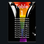 Elegant Modern Gay Men Wedding Rainbow Guest List Table Number<br><div class="desc">The Gay Men Wedding Elegant Modern collection offers a complete suite of coordinating stationery and accessories designed for two grooms. Two grooms in classic black tuxedos against a vibrant rainbow Pride flag, with bold brush script typography that brings a retro-nostalgic edge to a modern celebration. Every piece is fully customizable...</div>