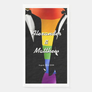 Elegant Modern Gay Men Wedding Rainbow Napkin