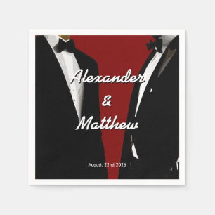 Elegant Modern Gay Men Wedding Rainbow Napkin
