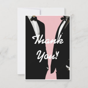 Elegant Modern Gay Men Wedding Rainbow Thank You Card