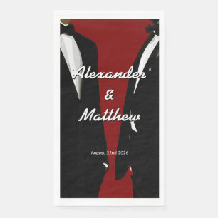 Elegant Modern Gay Men Wedding Red Dinner Party Napkin