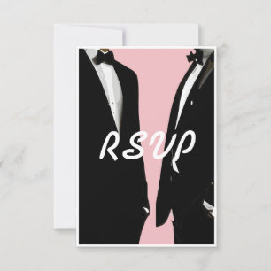 Elegant Modern Gay Men Wedding RSVP Card