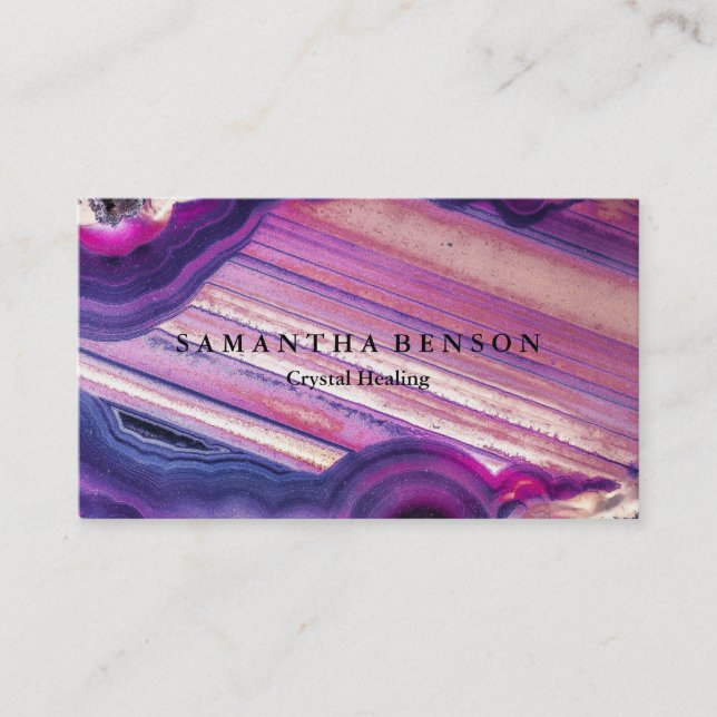 Elegant modern gemstones - crystals healing  business card (Front)