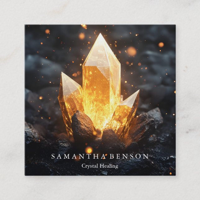 Elegant modern gemstones - crystals healing  square business card (Front)
