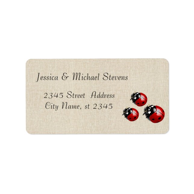 Elegant modern gentle wedding ladybugs label (Front)