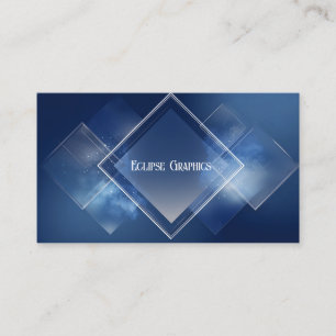 Elegant Modern Geometric Blue & White Diamond Business Card